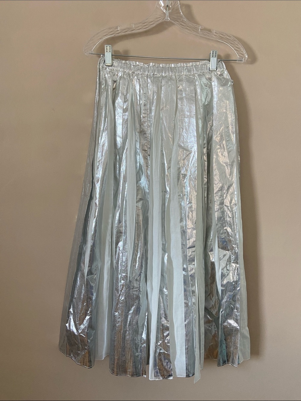 TELA York Pleated Midi Cottom Silver White Skirt - Picture 10 of 13